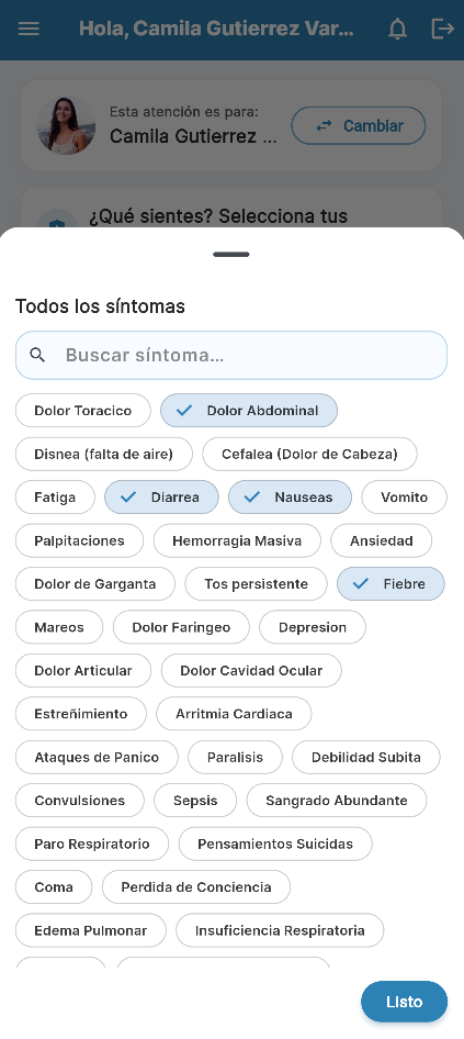 Selección de síntomas con IA